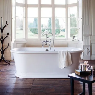 Produktbild von Casa Padrino Badewanne freistehend 180 x 85 x 64 cm BLonR Weiß, Retro Antik Badewanne