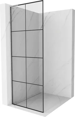 Produktbild von Mexen Kioto L Duschwand Walk-in 70 x 200 cm, schwarzes Muster, Chrom - 800-070-103-01-77