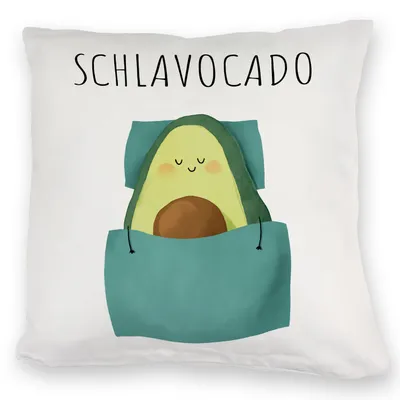 Produktbild von Schlafende Avocado Kuschelkissen mit Spruch Schlavocado