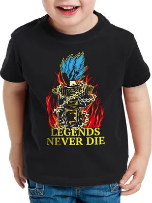 Produktbild von Legends Never Die - Vegeta Blue God Modus Kinder T-Shirt Anime Manga Goku Son Dragon Schwarz