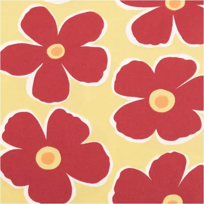 Produktbild von Baumwollstoff Meterware Popeline Stoff Blumen gelb rot 145cm