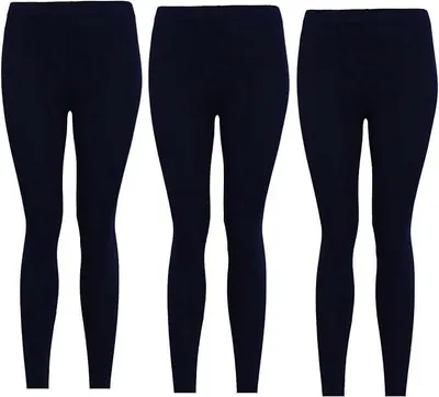 Imagen del producto de Leggings para niñas - Set de 3 - Leggings de algodón elásticos - Tallas de 5 a 13 años - Transpirables y cómodos - Cintura elástica - Pantalones para niñas