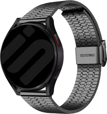 Produktbild von Strap-it Edelstahlarmband - Kompatibel mit Samsung Galaxy Watch Armband 42mm Ersatzarmband Edelstahl - Verstellbarer Verschluss - Hochwertiges Material - für Smartwatch 20mm Armband Schwarz