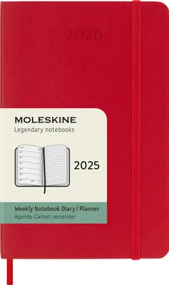 Produktbild von Moleskine 12 Monate Wochen Notizkalender 2025, Pocket/A6, 1 Wo = 1 Seite, rechts linierte Seite, Weicher Einband, Scharlachrot