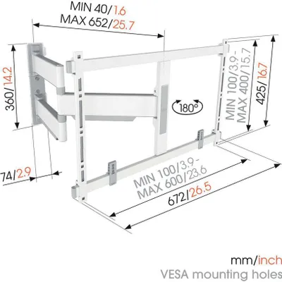 Produktbild von Vogels ELITE TVM 5645 schwarz Schwenkbare TV-Wandhalter 40-77