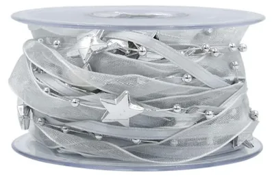 Immagine prodotto di Nastro di organza, 5 metri - Ideale per decorazioni - Nastro per decorazioni da tavolo - Decorazioni per matrimoni - Colore oro/argento - Larghezza 15 mm - Nastro decorativo