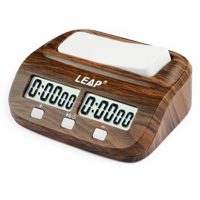 Obrázek produktu pro LEAP Chess Clock Digitální šachové hodiny se zpožděním a bonusem Profesionální časovač pro stolní hry Barva dřeva