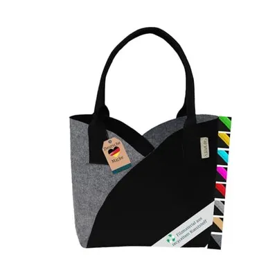 Produktbild von SILUK Filztasche Einkaufskorb Einkaufstasche, Filztaschen Shopper, Groß Multifunktional Filzkorb zur Aufbewahrung (Modell 1 Schwarz-Grau)