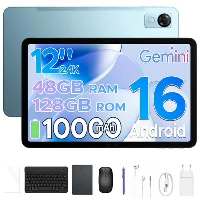 Produktbild von POCKAM P12 Tablet Android 16, 48GB(8+40) RAM + 128GB ROM(2TB TF) Tablet 12 Zoll mit Stift, Tastatur, Maus, 90Hz/8800mAh/Gemini AI/Widevine L1