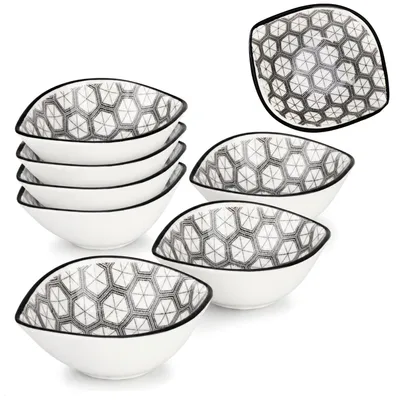 Produktbild von com-four® 8x Dipschalen aus Keramik - kleine Snackschalen - grau/weiß