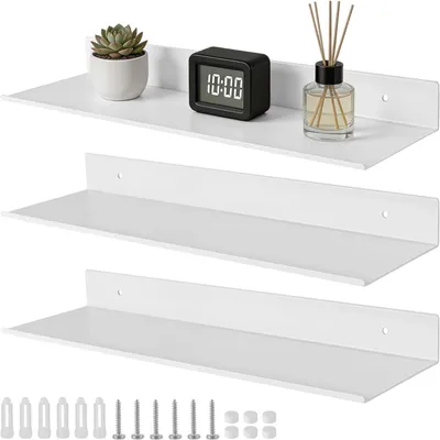 Produktbild von Wandplanken Set, 3-teilig, 40 x 12 x 4 cm, Metall weiß, für Badezimmer