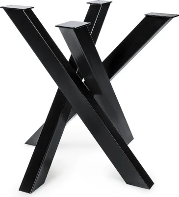 Obrázek produktu pro Magnetický nábytek Rám stolu Orion (S - velikost 77X77X71 cm, černý) Designový křížový rám Heavy Duty Solid Table Skids Ocelové nohy stolu Kovový profil 8X4 cm