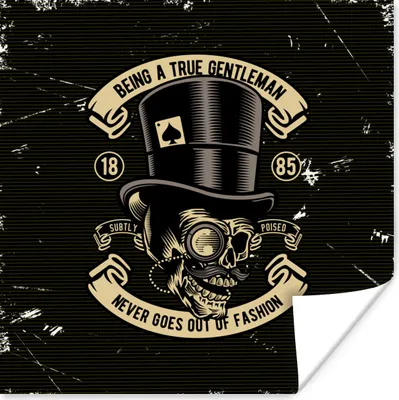 Produktbild von MuchoWow® Poster Totenkopf - Hut - Vintage 100x100 cm - Babyzimmer