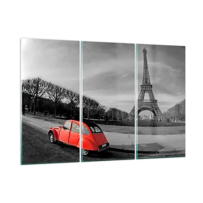 Produktbild von Bilder auf glas - Auto Eiffle Kultur Architektur - 165x110cm - Glasbilder - Wandbilder - Kunstdruck - zum Aufhängen bereit - Wanddekoration aus Glas - Glas Bilder - Wandbild auf Glas - GCE165x110-2655