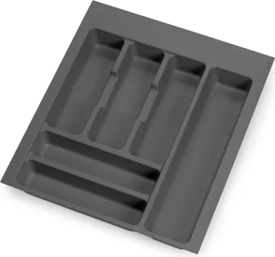 Produktbild von emuca Besteckeinsatz Optima für Schrankbreite 45 cm, Rand schneidbar (B 354-386 x T 418-482), Kunststoff, Anthrazitgrau