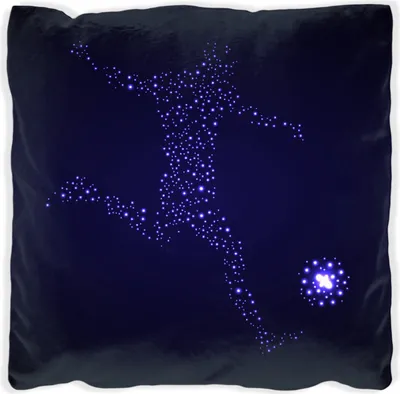 Produktbild von Wallario Premium Kissen, weiche Oberfläche, mit Motiv Fußball - ein Spieler aus tausend Sternen in blau, Größe: 60 x 60 cm, mit weißer Rückseite