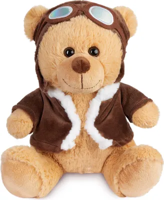 Produktbild von BRUBAKER Plyšový medvedík Pilot s leteckými okuliarmi a pilotným oblečením Hnedý - 25 cm Plyšový medveď Pilotná uniforma