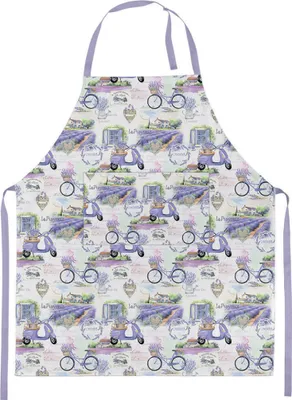Produktbild von Küchenschürze Baumwolle 70x85cm Provence Lavendel Motiv Weiß / Lila