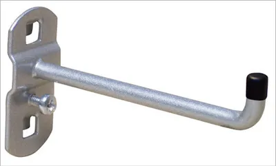 Produktbild von Werkzeughalter mit senkrechtem Hakenende für Lochplatte | 12,5cm | Weissaluminium