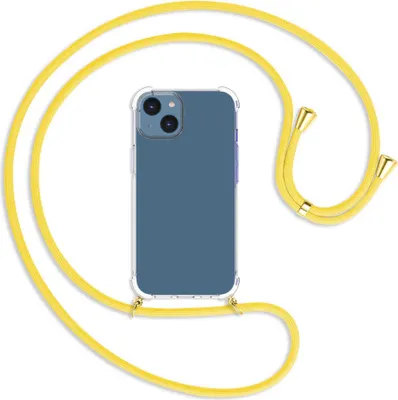 Produktbild von Handykette Backcover-Schutzhülle mit Band (Metall goldfarben) für Apple iPhone 14 (6.1'') - gelb
