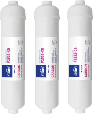 Obrázok produktu pre Vodný filter Swan s aktívnym uhlím CTO 10 palcov pre reverznú osmózu, filtračný systém, chladničkový filter (externý), pripojenie ¼" palca (6,35 mm), 3 kusy