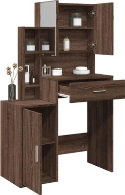 Obrázok produktu pre vidaXL Toaletný stolík so skrinkou hnedý dubový vzhľad 80x35x132 cm