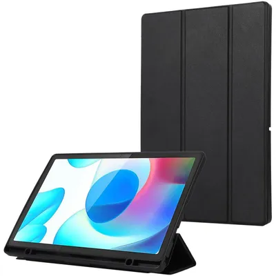 Produktbild von Mobigear Dreifach-Faltetui aus Gel für Samsung Galaxy Tab A9 Plus (2023) – Hülle aus TPU, Kunstleder, Klapphülle + Stifthalter – Schwarz