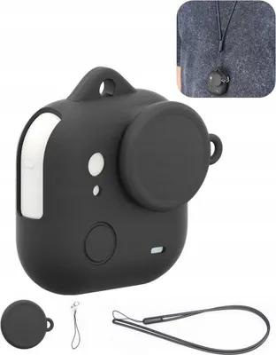 Zdjęcie produktu dla Etui Silikonowe Case Osłona Futerał do Insta360 GO Ultra + Dekielek i Smycz / PU786B / Czarny