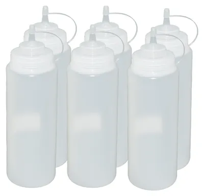Produktbild von 6 Stück transparente Quetschflaschen 1 Liter Dosierflasche Spenderflasche Dressingflasche