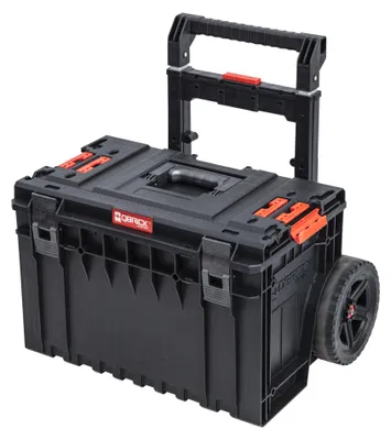 Zdjęcie produktu dla Qbrick System ONE Cart 2.0 Wózek 641 x 485 x 660 mm 52 l IP66 Udźwig 100 kg Możliwość sztaplowania z podwójnym teleskopowym uchwytem aluminiowym