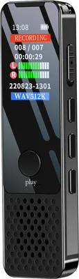 Zdjęcie produktu dla Cyfrowy dyktafon, 64 GB, aktywowana funkcja nagrywania i odtwarzania, odtwarzacz muzyki MP3 z mikrofonem i głośnikiem, wysoka prędkość nagrywania 1536 KBPS, ochrona hasłem, ekran TFT i system wielojęzyczny, ładowanie USB do wykładów, spotkań, dyskusji w klasie