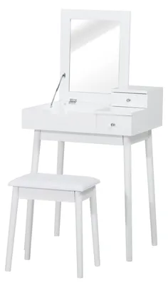Productafbeelding van Make-uptafel - Make-uptafel - Kaptafel - Schminktisch - Toillet tafel - Wit MDF - Inklapbare Spiegel