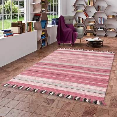 Produktbild von Natur Teppich Kelim Kalleen Rosa, Größe:200x300 cm