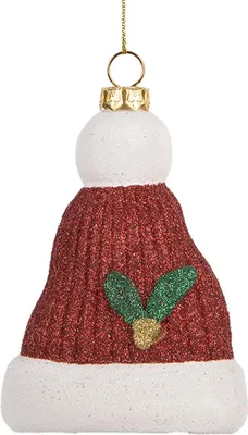 Produktbild von Clayre & Eef Weihnachtsanhänger Weihnachtsmütze 7x4x10 cm Rot Weiß Kunststoff