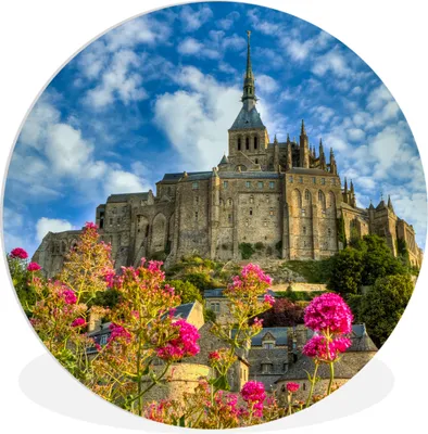 Produktbild von MuchoWow® Rundes Wandbild - Runde Bilder Schloss - Blumen - Frankreich Ø 90 cm Kreis Wanddekoration Kunststoff - Wandkreis - Wandschmuck - Wand-Kreis - Wohnzimmer - Bild - Runde - Wanddeko - Dibond - Kunstdrucke