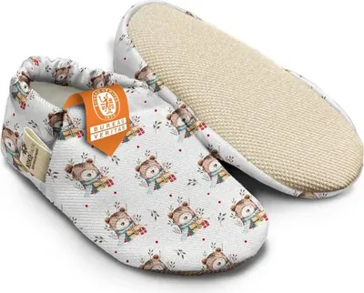 Produktbild von Kokopatik Organische Baumwolle Baby Hausschuhe rutschfest Neugeborene Bärenblume