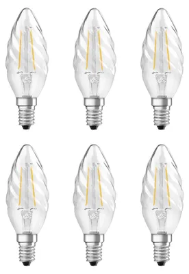 Produktbild von 6 x Osram LED Filament Retrofit Classic Kerze gedreht 2,5W = 25W E14 klar FS 250lm warmweiß 2700K
