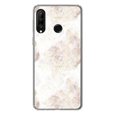 Produktbild von MuchoWow® Handyhülle Schutzhülle Hülle für Huawei P30 Lite Marmor - Geometrie - Gold Silikon Softcase Handy Hülle - Handyhülle