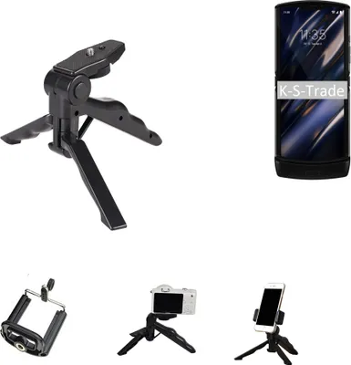 Produktbild von K-S-Trade Stativ Tisch-Ständer Dreibein Handy-Stativ Ständer kompatibel mit Motorola Razr (2019) Mini-Stativ Smartphone Tripod Handy-Stativ aus