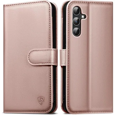 Image de Étui portefeuille en simili cuir, rabattable, pour Samsung Galaxy A54 5G, couleur or rose