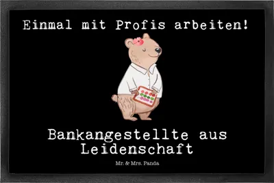 Produktbild von Mr. & Mrs. Panda Sauberlaufmatte Bankangestellte Leidenschaft 50 x 75 cm - Schwarz - Geschenk, Spruch, Schmutzfangmatte, Bodenvorleger, Schmutzmatte, fußmatte, Witzig