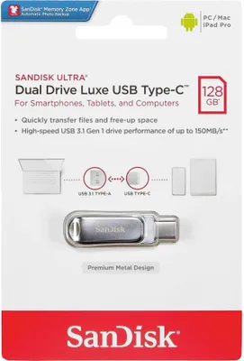 Immagine prodotto di SanDisk USB 3.1 OTG Stick 128 GB, Dual Drive Luxe