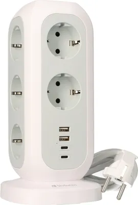 Produktbild von Verbatim 49547, Drinnen, Polycarbonat (PC), Weiß, 11 AC-Ausgänge, 230 V, 3600 W