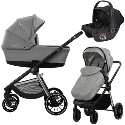 Produktbild von Lorelli Bianca Grey 3-in-1 Kinderwagen inkl. i-Size Autositz