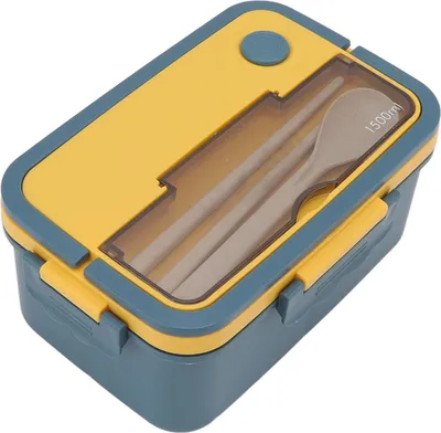 Obrázek produktu pro 1500ml Oběd Box Tepelně odolný plastový Bento Box Přenosné obědové kontejnery s hůlkami Lžíce pro studenty Modrá