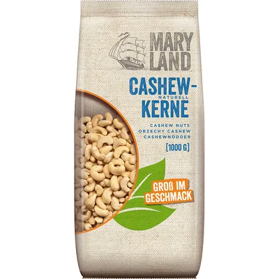 Produktbild von Maryland Cashewkerne knackig mild im Geschmack und vielseitig 1000g