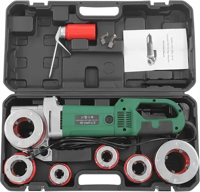 Image de Enfileuse de filetage électrique, 6 matrices, 2'', 1-1/2'', 1-1/4'', 1'', 3/4'', 1/2''. Foret de filetage pour tuyaux, 2300W. Machine à fileter pour tuyaux de 20,9 à 59,6 mm