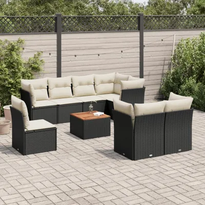 Produktbild von CLORIS 9-tlg. Garten-Sofagarnitur mit Kissen Schwarz Poly Rattan 3256070