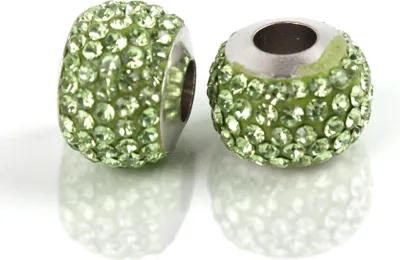 Obrázok produktu pre Veľký otvor Spacer Charm korálky Rondelle štrasové korálky trblietavé 12 mm, 10 ks, zelená