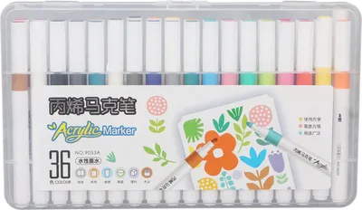 Image de Set de marqueurs à peinture acrylique, 36 couleurs, à base d'eau, résistants à l'eau et opaques, pour le bricolage, la peinture sur de nombreuses surfaces